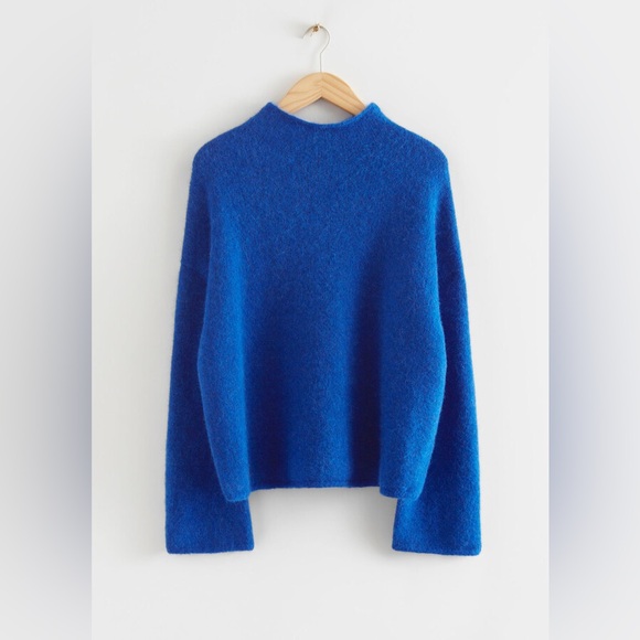 And Other Stories Oversized Mock Neck Wool Jumper Bright Blue Size XS - Picture 1 of 17